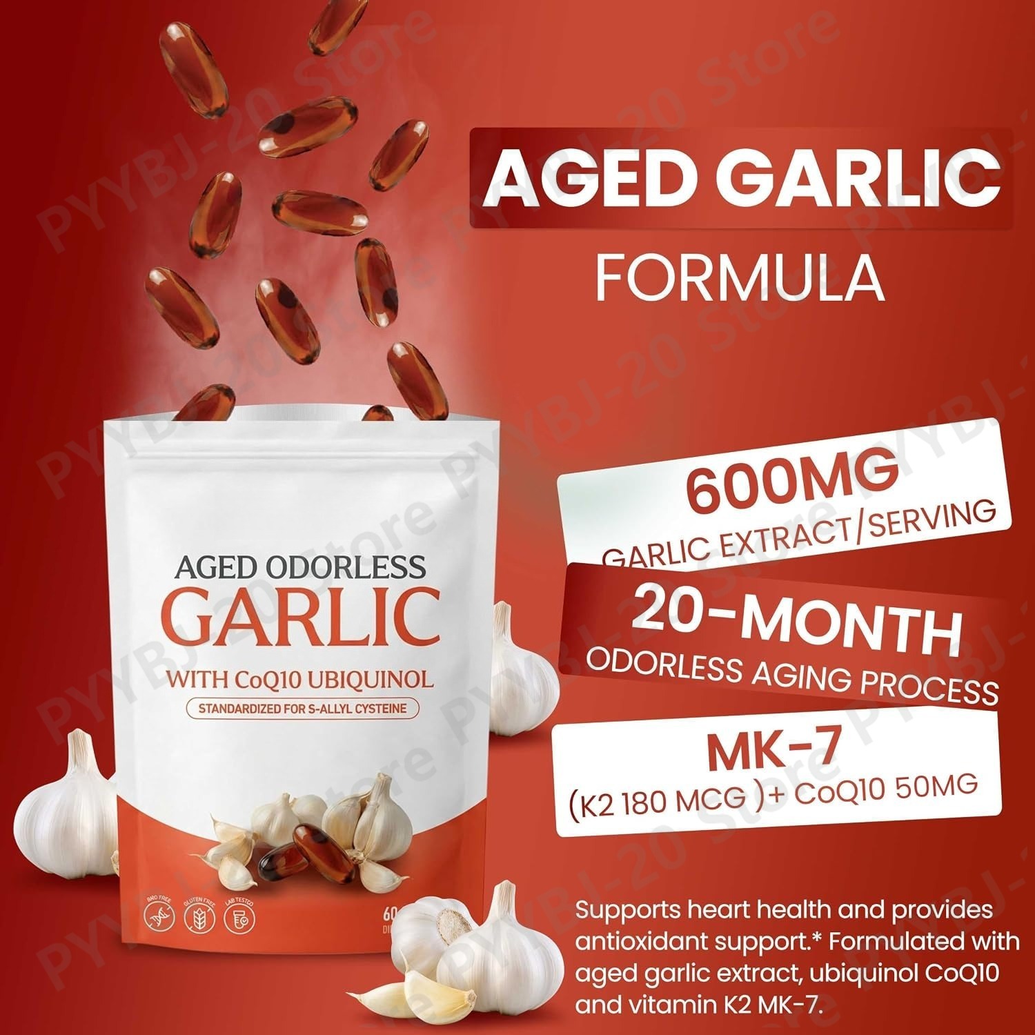 Cápsulas de alho envelhecido,  - Coq10 Ubiquinol Softgel avaliação e preço